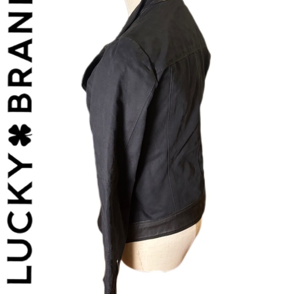 LUCKY Brand 100% Goat Leather Asymmetrical Moto Jacket, Black, Women's XS, EUC - Picture 2 of 10